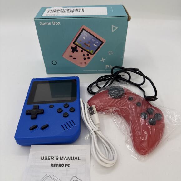 Game Box Plus 500 In 1 Hand Held Retro Game System Blue New sealed Rechargeable - Picture 1 of 2
